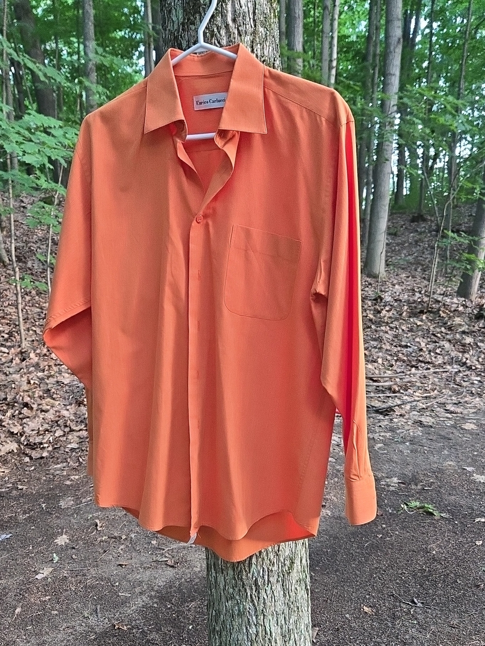 Men's Orange Long-Sleeve Dress Shirt by Enrico Carlucci